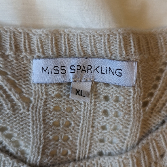 Miss Sparkling szXL super-soft cream ruffle sweater EUC - Picture 2 of 8